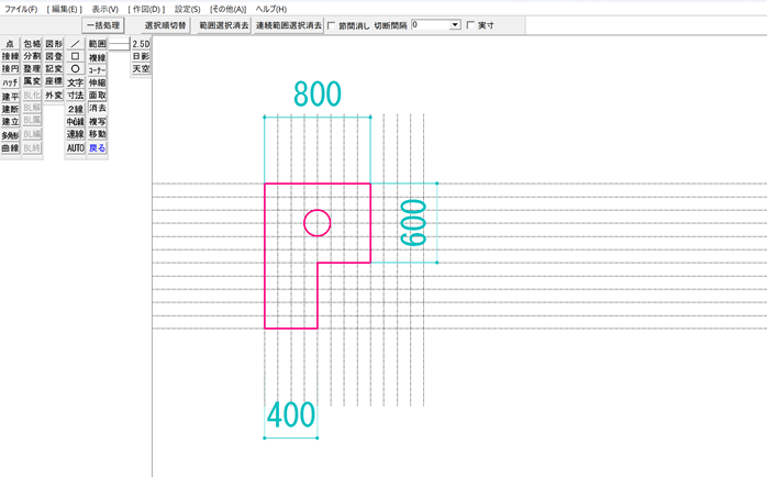 Jw_cadの練習図面（平面図）