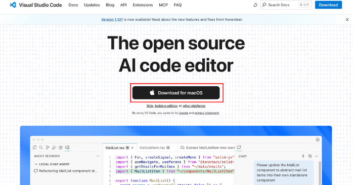 VSCodeをダウンロード